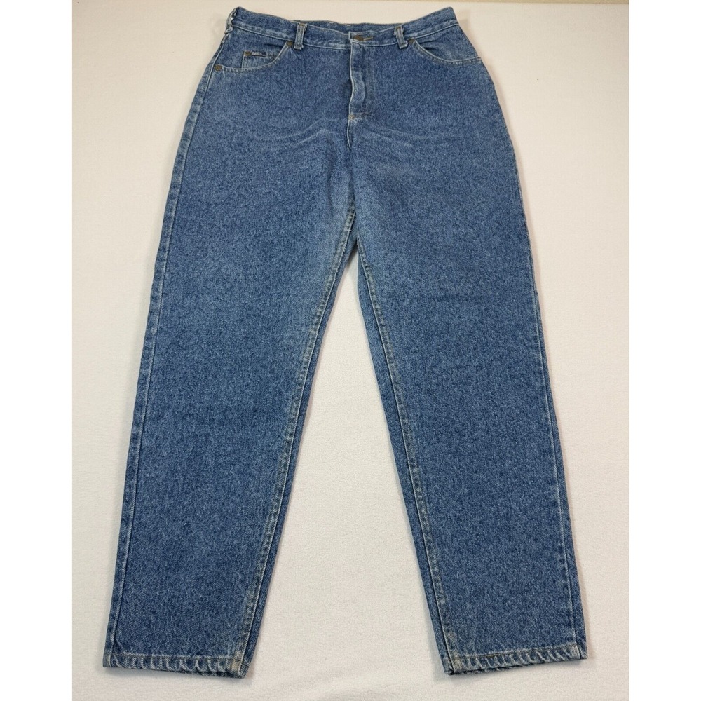 Vtg Lee Mom Jeans Women 16 Med Blue Classic High-Waisted Relaxed-Fit Style